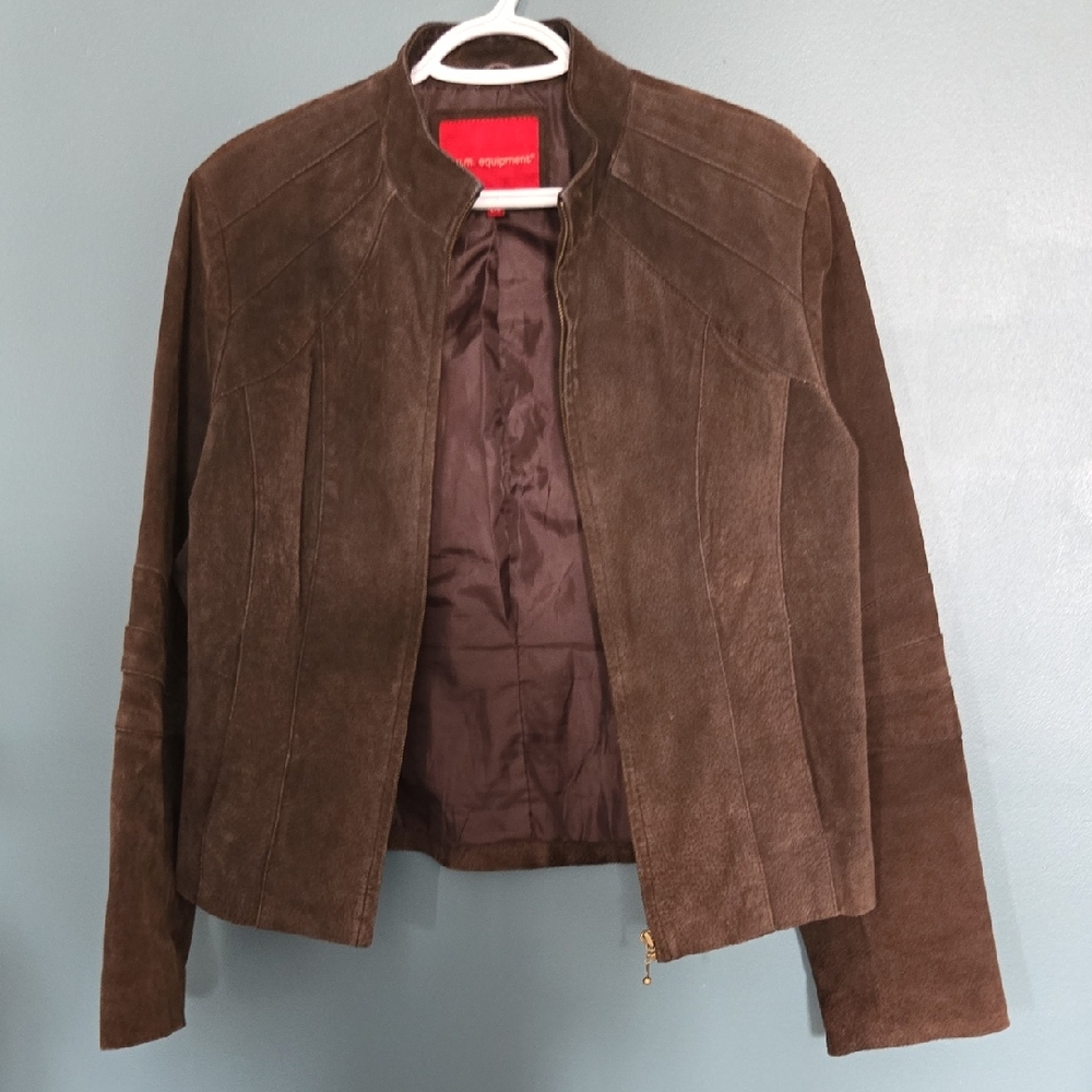 Elegant Brown Suede Leather Jacket
